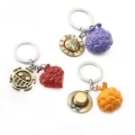 One Piece Metal Keychain Anime Luffy Ace Law Devil Fruit Keyring Pendant Key Holder Car Chaveiro Charm Gifts 1
