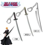 Anime Bleach Kurosaki Ichigo Zangetsu Sword Keychain Tensa Zangetsu Zanpakuto Weapon Pendant Key Chain for Men Car Keyring Gift 1