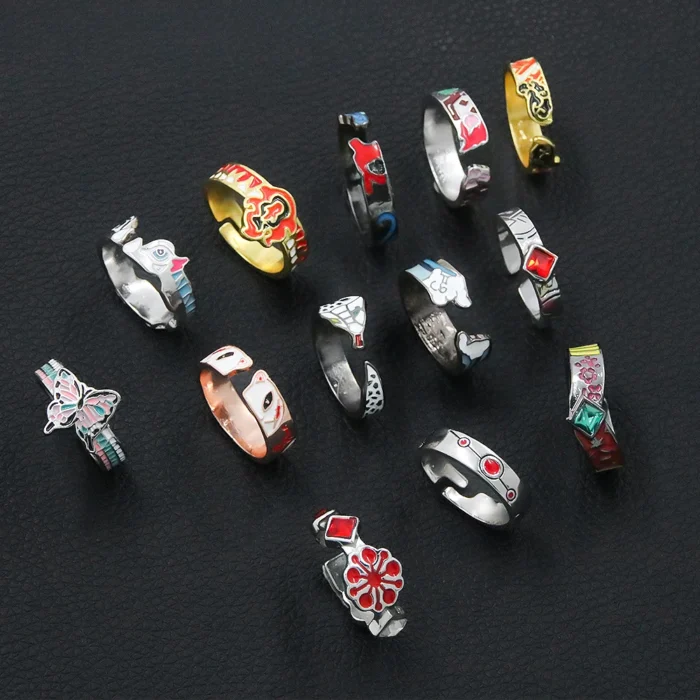 Anime Demon Slayer Ring Kimetsu No Yaiba Kamado Tanjirou Inspired Adjustable Ring For Fans Cosplay Props Jewelry Gift 3