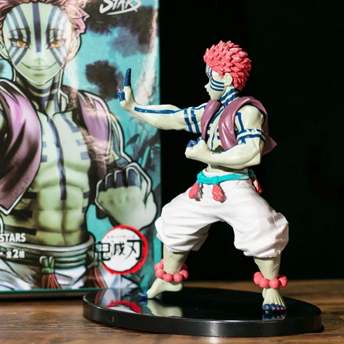 20CM Anime Figure Demon Slayer Juuni Kitsuki Akaza Battle Figure Toy Gift PVC Figure New Static Table Decoration Box Set 3