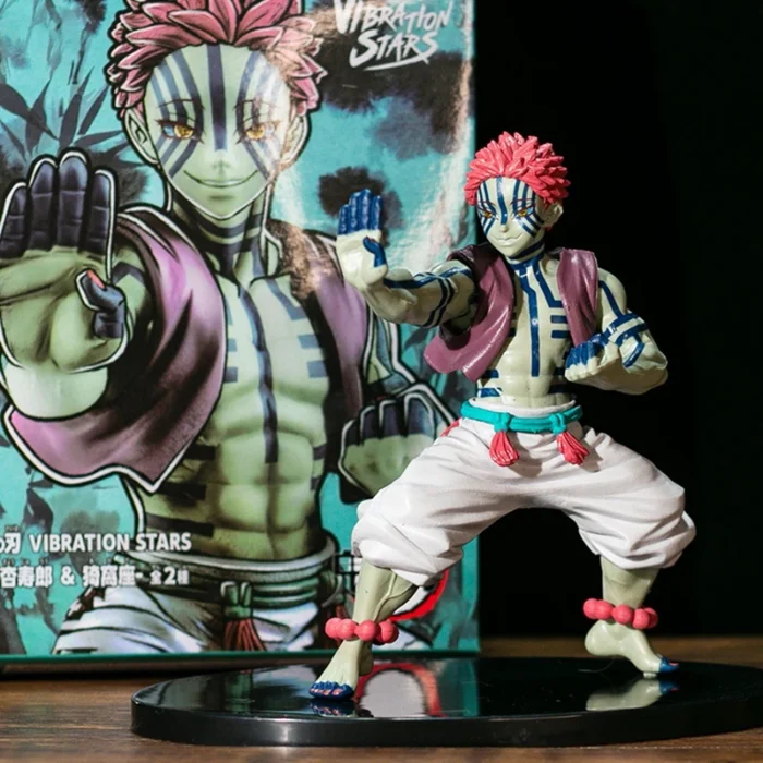 20CM Anime Figure Demon Slayer Juuni Kitsuki Akaza Battle Figure Toy Gift PVC Figure New Static Table Decoration Box Set 1