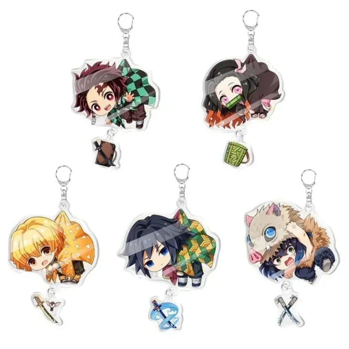 Anime Keychains Demon Slayer Keychain Tanjirou Kamado Nezuko Tomioka Giyuu Kimetsu No Yaiba Acrylic Key Ring Cute Funny Cartoon 1