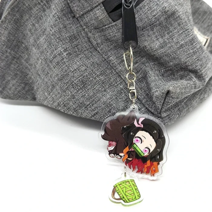Anime Keychains Demon Slayer Keychain Tanjirou Kamado Nezuko Tomioka Giyuu Kimetsu No Yaiba Acrylic Key Ring Cute Funny Cartoon 5