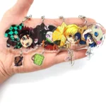 Anime Keychains Demon Slayer Keychain Tanjirou Kamado Nezuko Tomioka Giyuu Kimetsu No Yaiba Acrylic Key Ring Cute Funny Cartoon 3