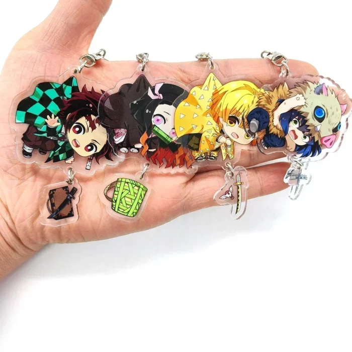 Anime Keychains Demon Slayer Keychain Tanjirou Kamado Nezuko Tomioka Giyuu Kimetsu No Yaiba Acrylic Key Ring Cute Funny Cartoon 3