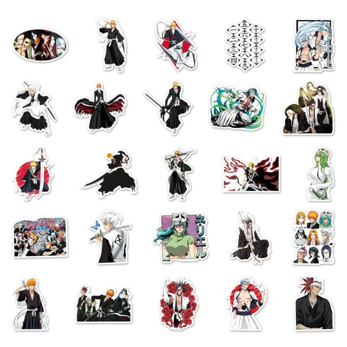 50PCS BLEACH Anime Waterproof Stickers Graffiti Decals Toy Laptop Luggage Fridge Guitar Notebook Car DIY Cartoon Stickers 5