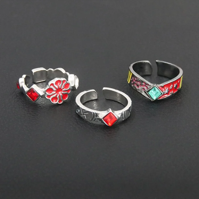 Anime Demon Slayer Ring Kimetsu No Yaiba Kamado Tanjirou Inspired Adjustable Ring For Fans Cosplay Props Jewelry Gift 5