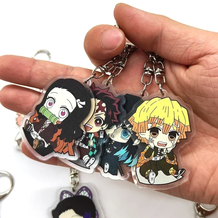 Anime Keychains Demon Slayer Keychain Tanjirou Kamado Nezuko Tomioka Giyuu Kimetsu No Yaiba Acrylic Key Ring Cute Funny Cartoon 6