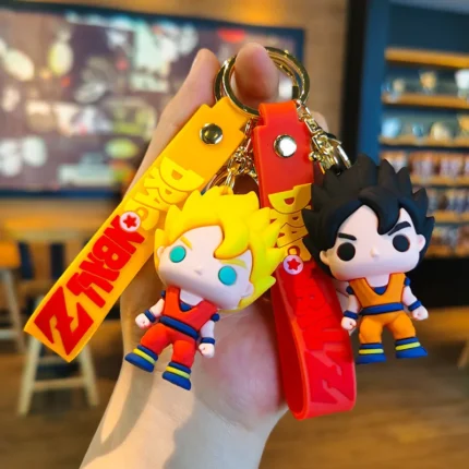 Dragon Ball Keychain PVC Cartoon Anime Figure Trunks Son Goku Piccolo Buu Vegeta Action Figures Key Chain Keyring Bag Pendant 1