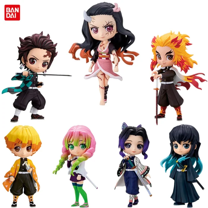 Anime 15cm Demon Slayer Figure Nezuko Tanjirou Zenitsu Inosuke Kyoujurou Giyuu Kawaii Qposket PVC Model Toys children Gift 1
