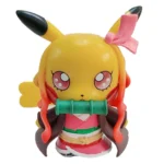 4pcs Pokemon Anime Figures Pikachu Cosplay Demon Slayer Tanjirou Nezuko Zenitsu Inosuke PVC Collection Kids Birthday Toys Gift 2