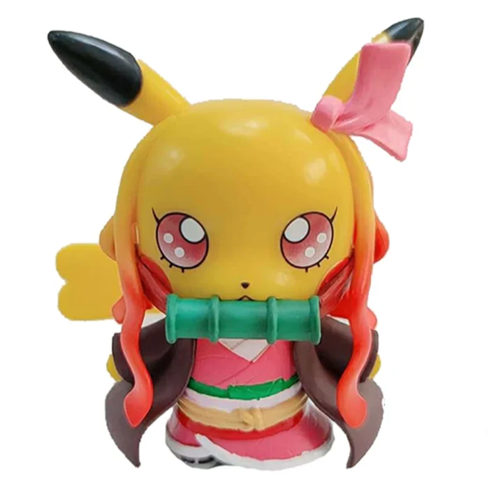 4pcs Pokemon Anime Figures Pikachu Cosplay Demon Slayer Tanjirou Nezuko Zenitsu Inosuke PVC Collection Kids Birthday Toys Gift 2