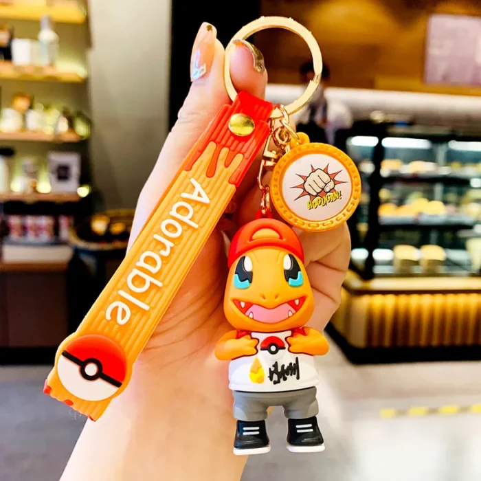 Pokemon Keychain Anime Figures Pikachu Cartoon Key Chain Charmander Psyduck Fashion Bag Keyring Pendant Accessories Toy Kid Gift 3