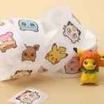 500PCS Anime Cute Pokemon Stickers Kawaii Pikachu Charizard Round Seal Stickers Rolls Stickers Graffiti Luggage Stickers Toys 5