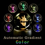 Pokemon Crystal Ball 3D Pikachu Gengar Mew Mewtwo Lamp Base Pokeball Crystal Pokemon Glass Ball Figure Night Light Birthday Gift 5
