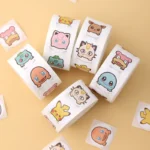 500PCS Anime Cute Pokemon Stickers Kawaii Pikachu Charizard Round Seal Stickers Rolls Stickers Graffiti Luggage Stickers Toys 2