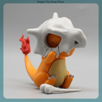 9cm Pokemon Charmander Wear A Cubone Helmet Anime Figure Model Gk Statue Boys Collection Desktop Decoration Ornament Toys Gifts 1