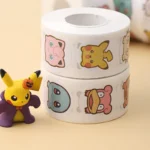 500PCS Anime Cute Pokemon Stickers Kawaii Pikachu Charizard Round Seal Stickers Rolls Stickers Graffiti Luggage Stickers Toys 4