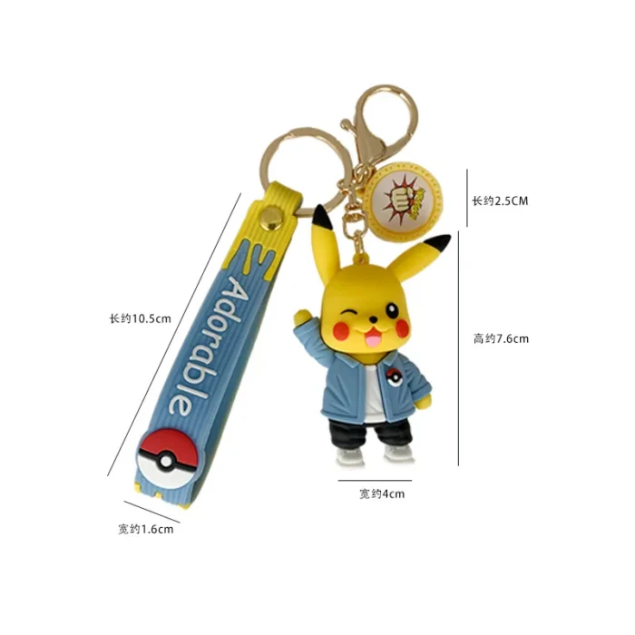 Pokemon Keychain Anime Figures Pikachu Cartoon Key Chain Charmander Psyduck Fashion Bag Keyring Pendant Accessories Toy Kid Gift 6