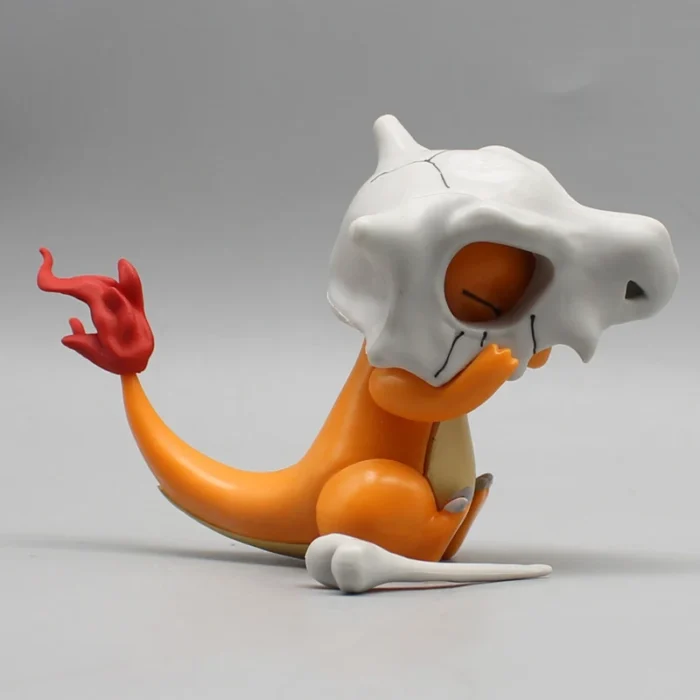 9cm Pokemon Charmander Wear A Cubone Helmet Anime Figure Model Gk Statue Boys Collection Desktop Decoration Ornament Toys Gifts 3