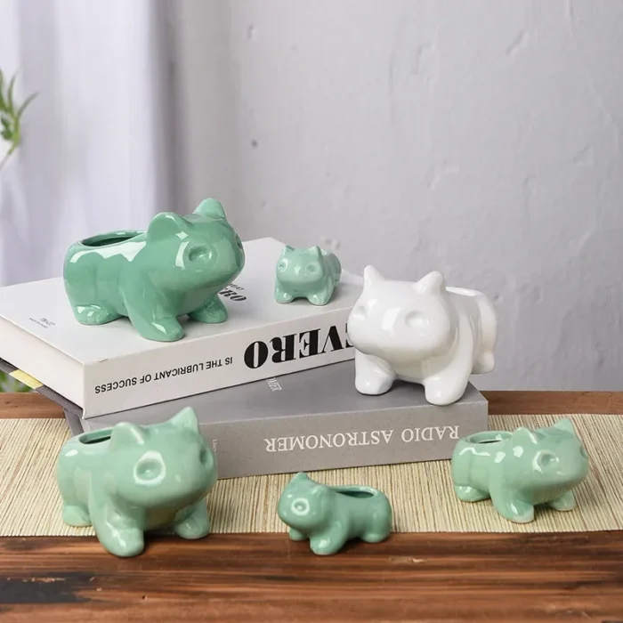 Pokemon Bulbasaur Ceramic Mini Flowerpot Cute Succulent Green Plants Flower Pot with Hole Home Garden Decoration Planters Gift 5