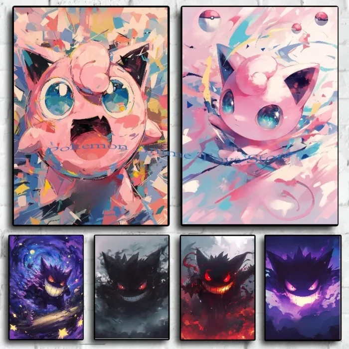 Anime Pokemon Canvas Painting Bulbasaur Charmander Squirtle Poster and Print Watercolor Wall Art Picture Home Decor Kids Gifts 5