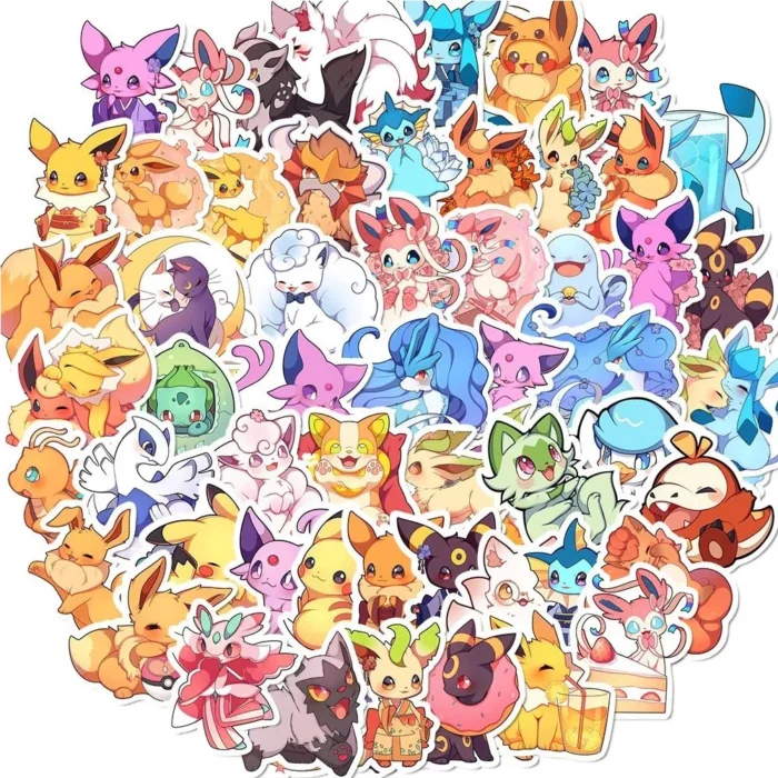 10/30/50/100pcs Kawaii Pokemon Anime Cartoon Stickers Cute Aesthetic Decals Laptop Phone Car Suitcase Decoration Sticker Kid Toy 2