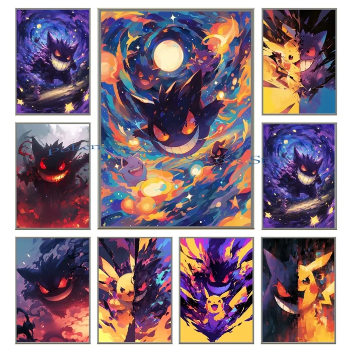 Anime Pokemon Canvas Painting Bulbasaur Charmander Squirtle Poster and Print Watercolor Wall Art Picture Home Decor Kids Gifts 2