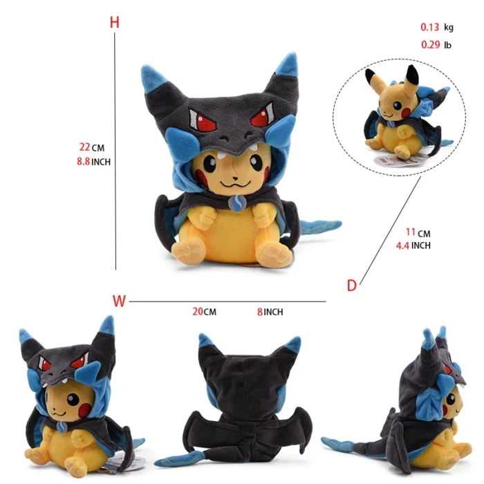 Cos Eevee Pikachu Cosplay Plush Toys Pikachu Peluche Lucario Stuffed Animal Doll Collectible Gift,Cartoon 20-30CM 2