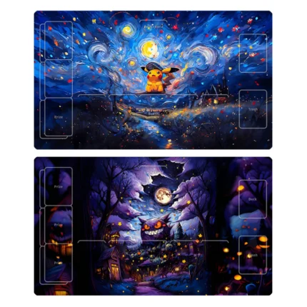 Pokemon PTCG Play Mat The Starry Night Style Gengar Pikachu Figure Table Games Mat Duel Plate Rubber Card Mat Anime Mouse Pad 1