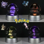 Pokemon 3D Crystal Poke Ball Figure Toys Anime Gengar Mimikyu Jigglypuff Eevee Figurines LED Lamp Base Pokeball Glass Ball Gifts 1
