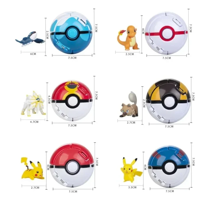 Pokeball Pokemon Figurine Elf Ball Anime Figure Cartoons Pikachu Charizard Pocket Monster Pet Anime Action Model Toy Kids Gifts 6