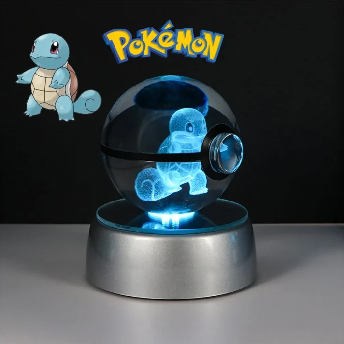 Pokemon 3D Crystal Poke Ball Figure Toys Anime Gengar Mimikyu Jigglypuff Eevee Figurines LED Lamp Base Pokeball Glass Ball Gifts 4