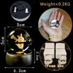 Pokemon Crystal Ball 3D Pikachu Gengar Mew Mewtwo Lamp Base Pokeball Crystal Pokemon Glass Ball Figure Night Light Birthday Gift 4