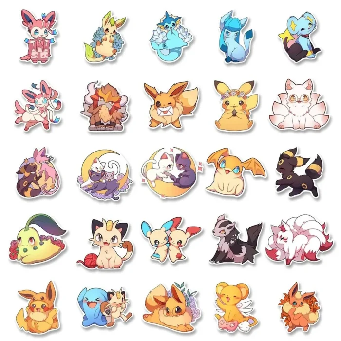 10/30/50/100pcs Kawaii Pokemon Anime Cartoon Stickers Cute Aesthetic Decals Laptop Phone Car Suitcase Decoration Sticker Kid Toy 5