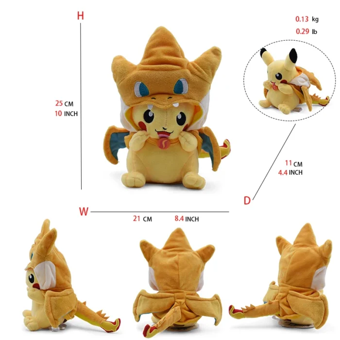 Cos Eevee Pikachu Cosplay Plush Toys Pikachu Peluche Lucario Stuffed Animal Doll Collectible Gift,Cartoon 20-30CM 4