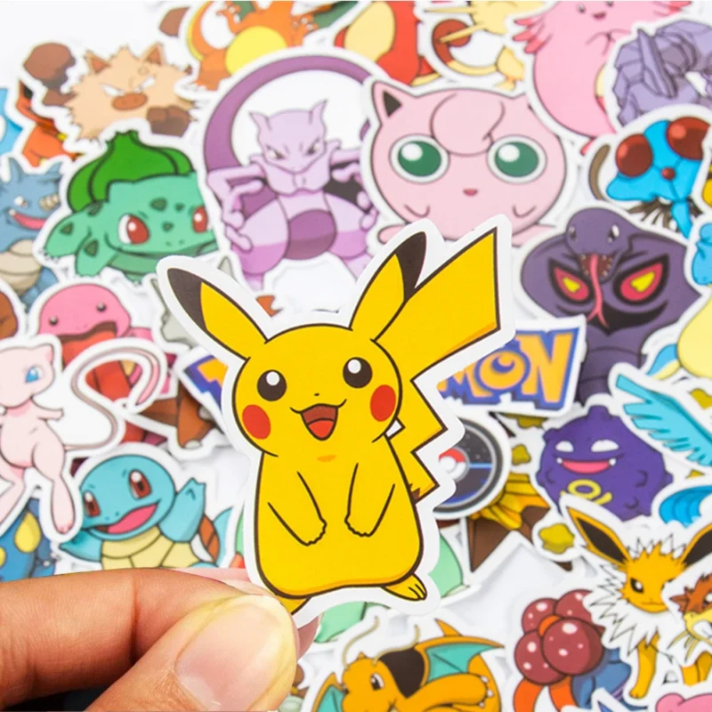 50/100Pcs Pokemon Stickers Kawaii Pikachu Skateboard Bicycle Guitar Laptop Kids Waterproof Stiker Toys 1