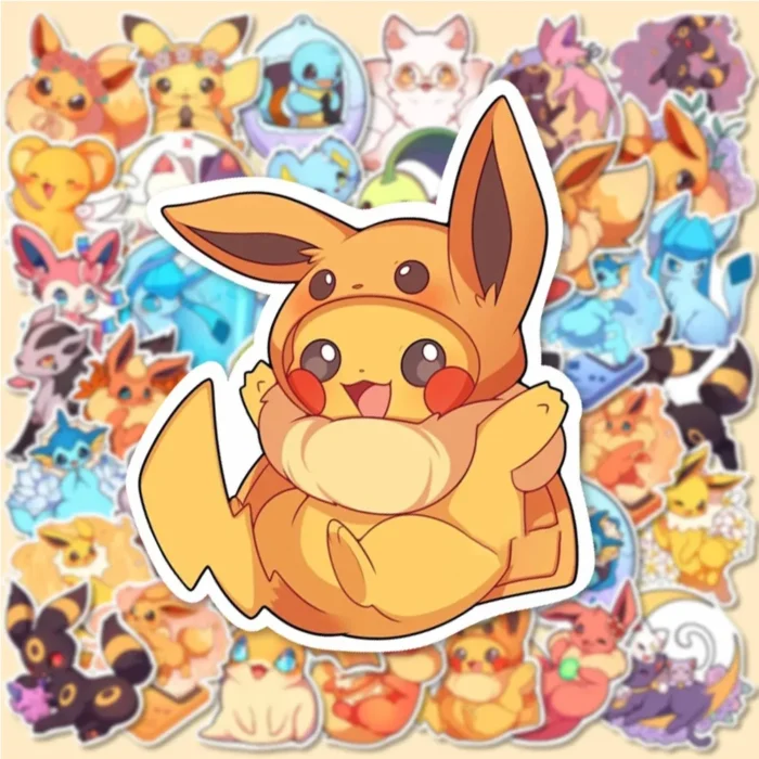 10/30/50/100pcs Kawaii Pokemon Anime Cartoon Stickers Cute Aesthetic Decals Laptop Phone Car Suitcase Decoration Sticker Kid Toy 4