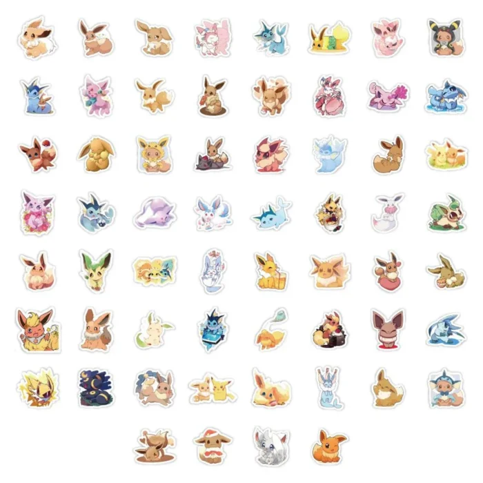 10/30/60pcs Cute Cartoon Pokemon Eevee Stickers Anime Decal Toys Graffiti Laptop Scrapbook Phone Waterproof Kawaii Sticker Gifts 6