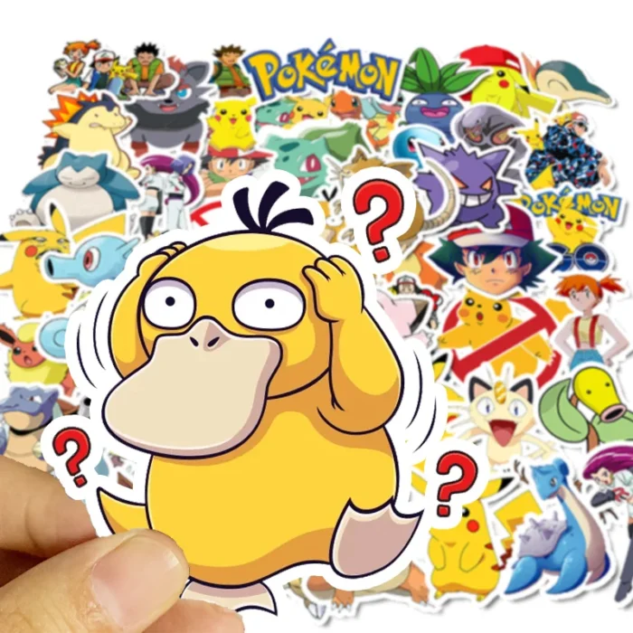 50/100Pcs Pokemon Stickers Kawaii Pikachu Skateboard Bicycle Guitar Laptop Kids Waterproof Stiker Toys 4