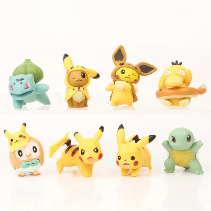 8 Pcs/Set Mini 2-4cm Pokemon Dolls Figure Little Elf Pet Pikachu Bulbasaur Squirtle Figurine Anime Cake Decoration Ornaments 1