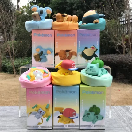 6 Styles Pokemon Starry Dream Pikachu Bulbasaur Eevee Snorlax Jirachi Komala Sleeping Anime Figures PVC Toys Kawaii 1