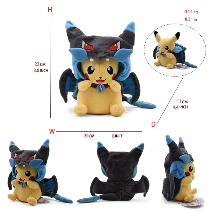Cos Eevee Pikachu Cosplay Plush Toys Pikachu Peluche Lucario Stuffed Animal Doll Collectible Gift,Cartoon 20-30CM 5