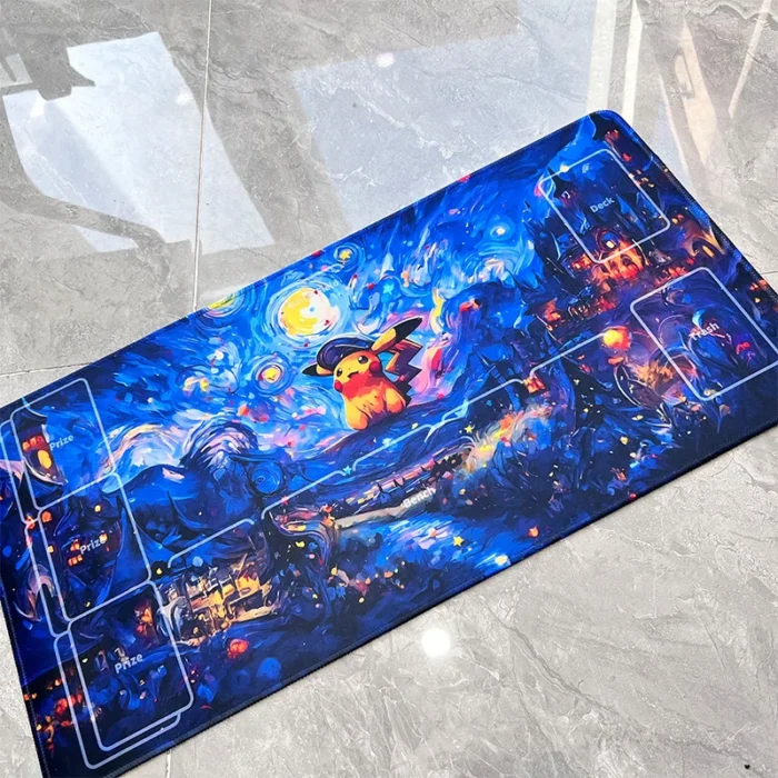 Pokemon PTCG Play Mat The Starry Night Style Gengar Pikachu Figure Table Games Mat Duel Plate Rubber Card Mat Anime Mouse Pad 3