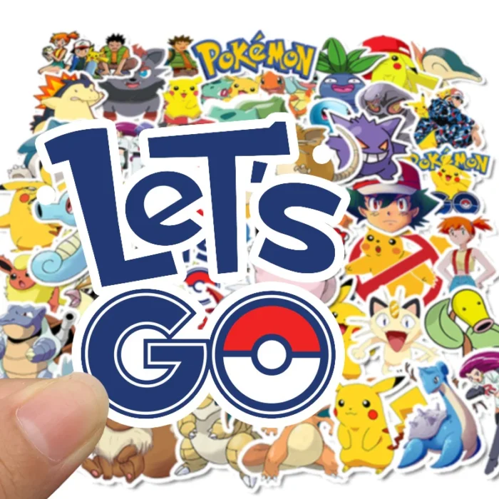 50/100Pcs Pokemon Stickers Kawaii Pikachu Skateboard Bicycle Guitar Laptop Kids Waterproof Stiker Toys 2