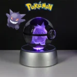 Pokemon 3D Crystal Poke Ball Figure Toys Anime Gengar Mimikyu Jigglypuff Eevee Figurines LED Lamp Base Pokeball Glass Ball Gifts 2