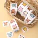 500PCS Anime Cute Pokemon Stickers Kawaii Pikachu Charizard Round Seal Stickers Rolls Stickers Graffiti Luggage Stickers Toys 3