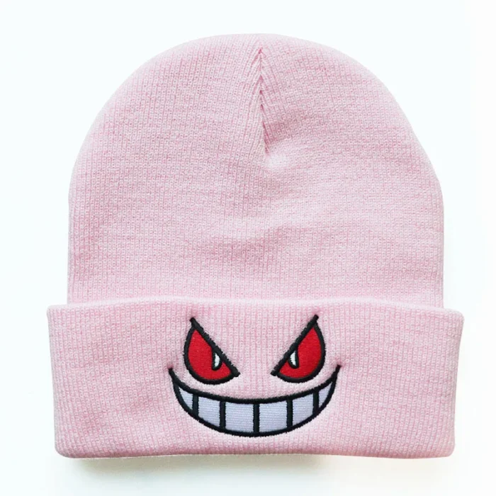 6Colors Pokemon Gengar Kawaii Cartoon Anime Cute Wool Embroidery Knitted Hat Warm Pullover Cap Gifts For Girls 6