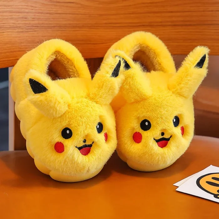 Cute Pikachu Autumn/Winter Cotton Slippers Cover Heel Cute Cartoon Flat Plush Slippers Autumn Anime Peripheral Christmas Gift 2