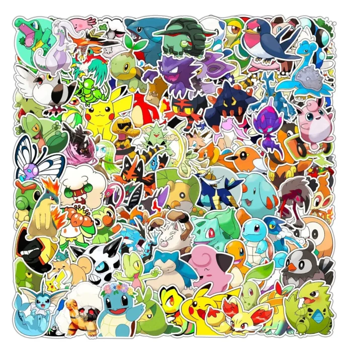 10/50/100/200Pcs Kawaii Pikachu Pokemon Stickers Motorcycle Phone Car Skateboard Laptop Decal Sticker Waterproof Classic Toy 4